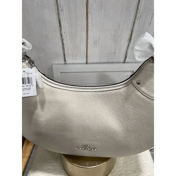Coach Women's Leather Mara Hobo Bags - Silver/Chalk - Picture 3 of 16